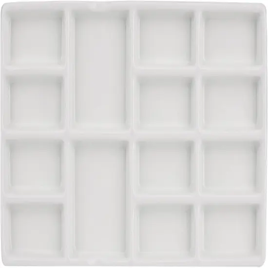 8 Inch 14 Wells Artist Ceramic Paint Palette, Rectangle Ceramic Watercolor Painting Mixing Tray for Watercolor Gouache Acrylic Oil Painting {1}