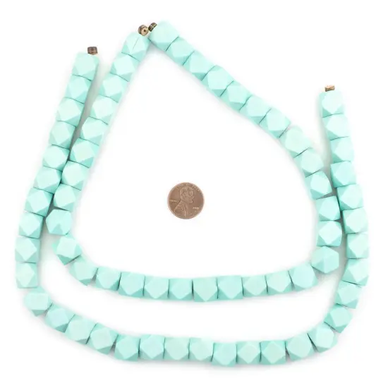 The Bead Chest Mint Green Cornerless Cube Wood Beads: 12mm Diamond Cut Natural Organic Beads for Jewelry Making {2}