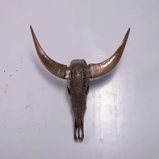 Bronze Bull Skull Life Size Statue {3}