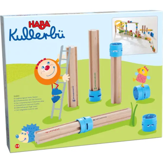 HABA Ball Track Tall Columns Expansion Set, Kullerbu 10 Piece Building Toy for Extra Tall Marble Run Tracks, STEM Toys & Marble Run Building Sets Multicolor {5}