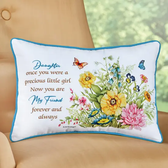 Collections Etc Floral Daughter Now My Friend Sentimental Accent Pillow {1}