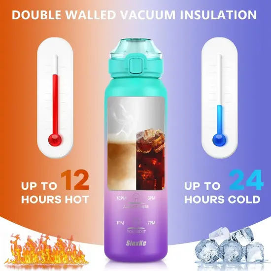 Insulated Water Bottle 32oz with 2Lids {3}