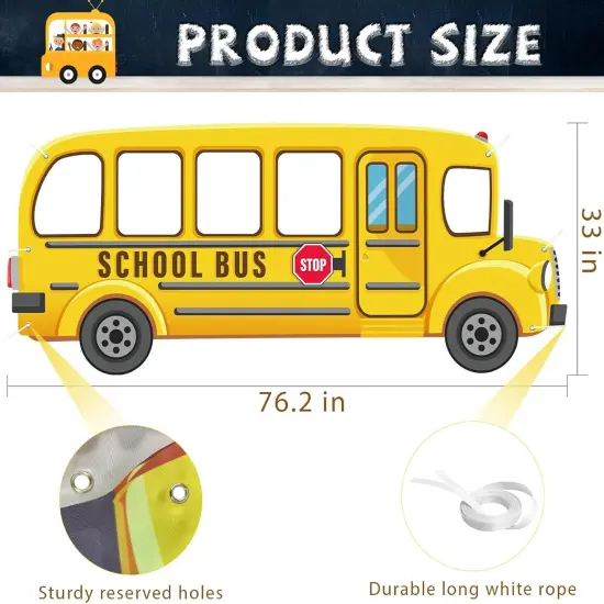 Selfie Frame Yellow Bus Background Banner for Students {2}