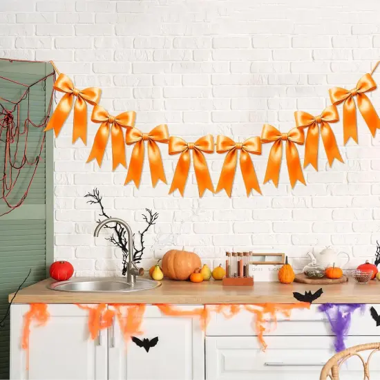 2 Strings of 16PCS Golden Yellow Bow Garlands Banner Decoration {1}