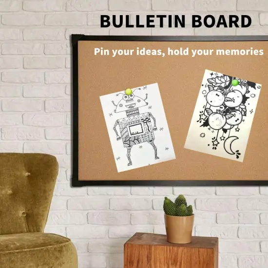 Large Wall-Mounted Pin Board with Frame {3}