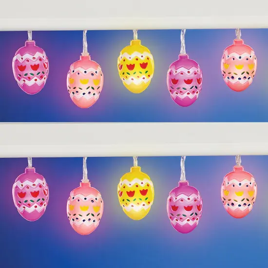 Collections Etc LED Lighted Festive Decorated Easter Eggs String Lights {1}