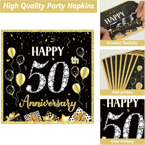 50 Guests 50th Anniversary Plates Napkins Party Supplies {3}