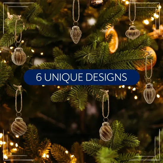 Glass Finial Ornaments 12ct Antiqued Mercury Farmhouse Decor Set Gold {5}