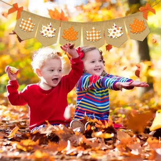 Fall Maple Leaf Burlap Banner {3}