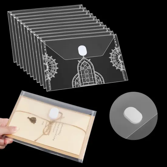 48 Packs Clear Plastic Small Envelope with Hook & Loop Closure 5 1/2 x 7 1/2 Ploy Envelope {3}