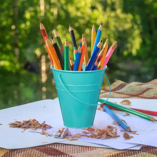 12 Pack Metal Buckets with Handle - Multicolor {3}