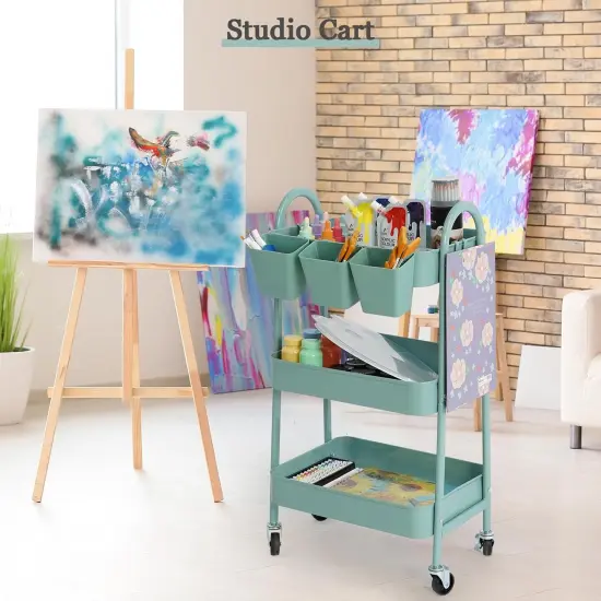 3-Tier Rolling Cart - Green {3}