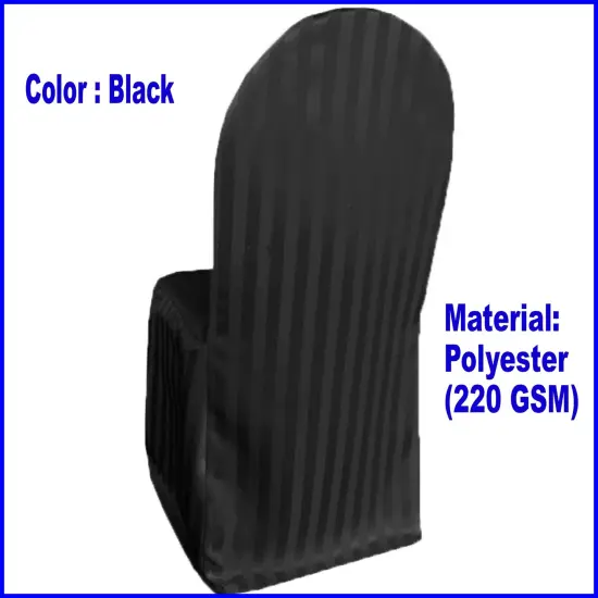1 Piece Striped Jacquard Polyester Banquet Chair Cover Black Elegant Wedding Decor {1}