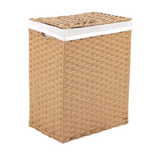 Seville Classics Handwoven Lidded Laundry Hamper Tan {3}