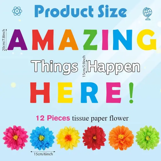 36 Pcs Classroom Tissue Paper Flower Bulletin Board Cutouts (Amazing Style) {2}