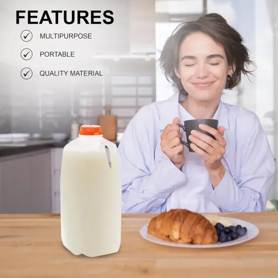 64 Oz HDPE Plastic Juice Bottles with Orange Tamper Evident Caps Set(6 Bottles) {4}