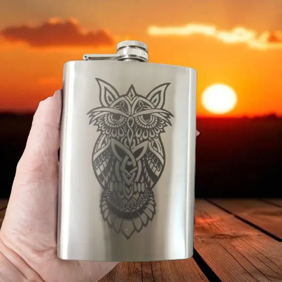 8oz Celtic Owl Stainless Steel Flask {5}