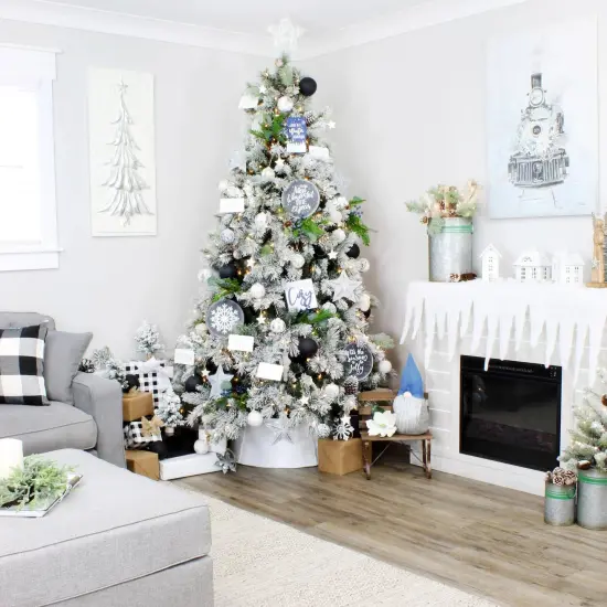 White Enamel Sign Ornaments 6ct Farmhouse Christmas Mini Decor {4}