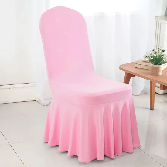 Spandex Banquet Skirt Chair Cover Pink Elegant Stretch Skirt Fit Durable Event Decor {3}