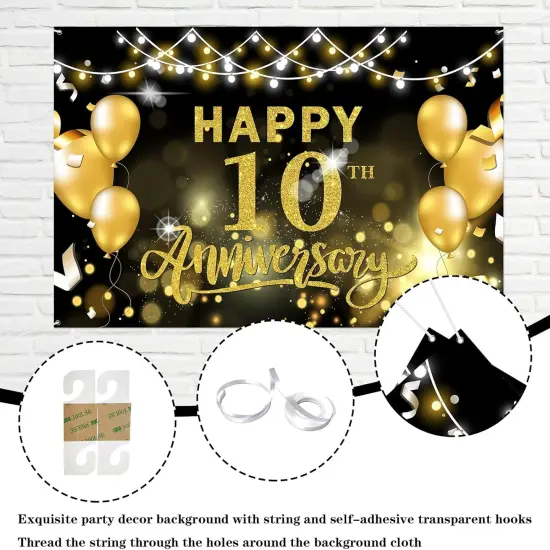 Happy 10th Anniversary Backdrop 10th {2}