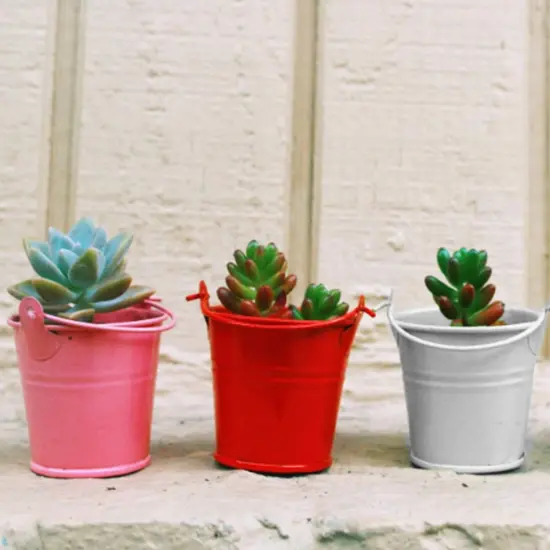 2PCS Tiny Metal Buckets - White {5}
