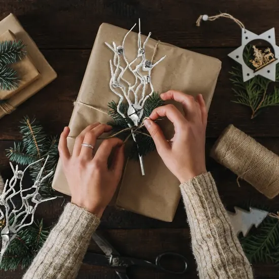 Jingle Bell Picks 3ct Farmhouse Christmas Greenery Stems Silver {3}