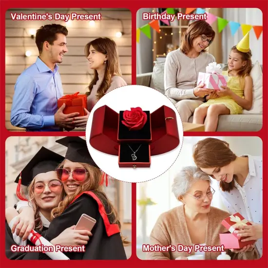 Eternal Flowers Rose Box with I Love You Necklace {4}