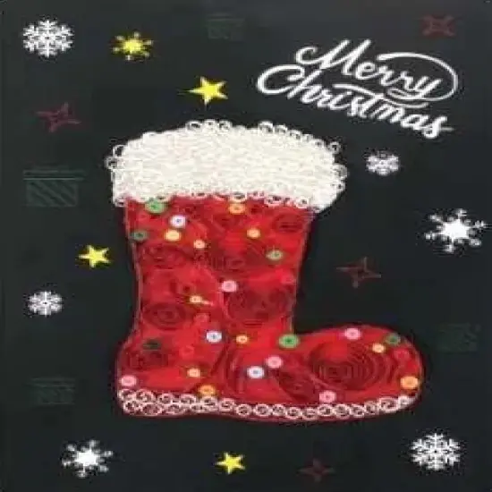 Christmas Sock DIY Making Kit. Paper Quilling Christmas Set F07M3-6-Largestocking {1}