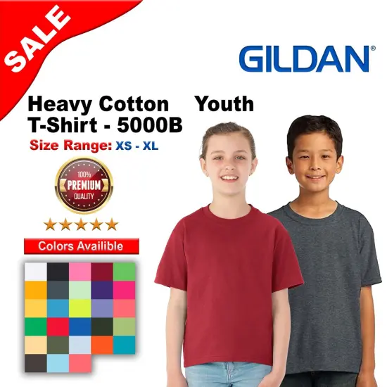 Gildan&reg; Heavy Cotton Youth Short Sleeve Crew-Neck T-Shirt Ash {2}