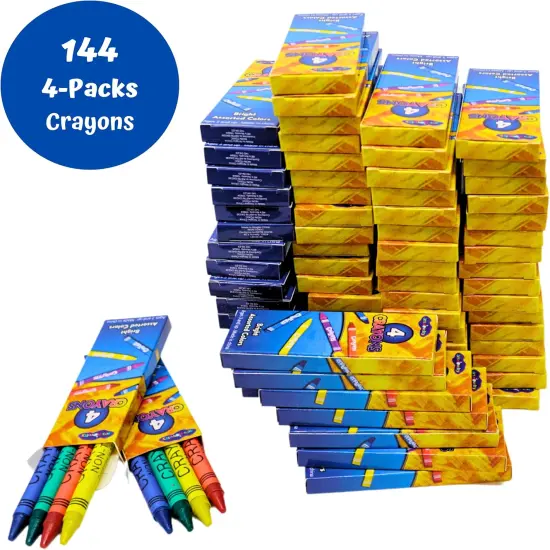 4E's Novelty 144 Boxes of 4 Packs Bulk Crayons for Kids,Non-Toxic Crayons Bulk Classpack Colors for Kids,Ideal School Supplies for Teachers & Students {1}