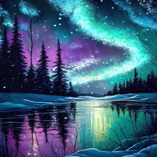 Diamond Painting Kits for Adults, Aurora 5D DIY Diamond Art Kits Full Drill Diamond Dots for Gift Wall Decor and Relaxation Gem Arts 12x16 inch {1}