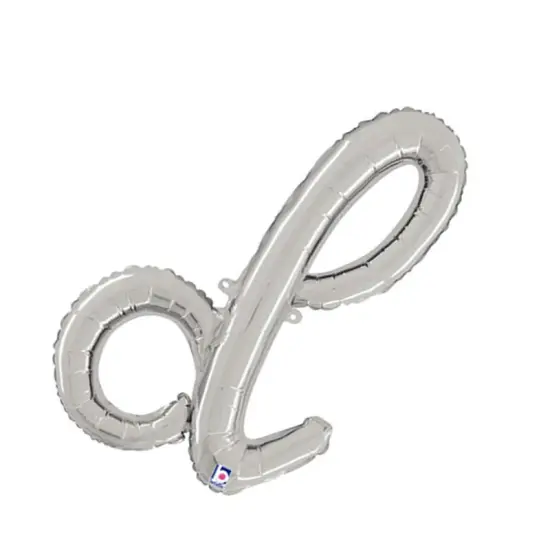 24 Inch Script Letter D Silver Air Fill Only Balloon {3}
