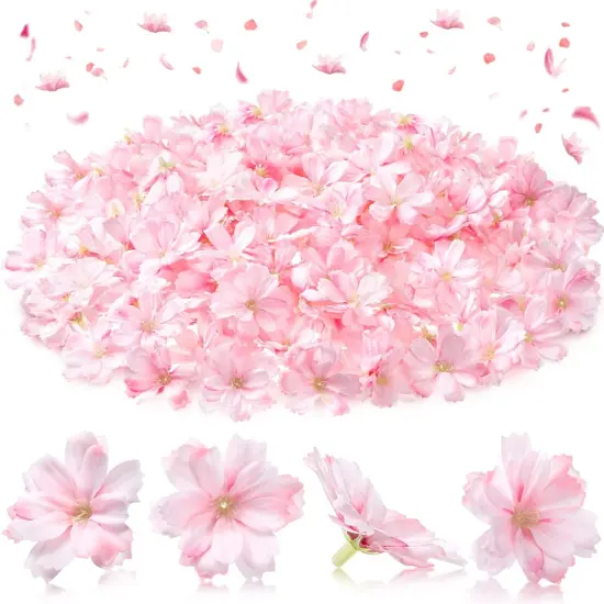 100 Pieces Faux Flower Heads for Crafts Artificial Silk Plum Blossom Heads for Home Room Wedding Party Marriage Car Shoes Hats, 1.8 Inch {1}