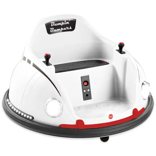 Best Choice Products 6V Kids Ride On Bumper Car Toy w/ Remote Control, Harness, Lights, 360 Degree Spin White {1}
