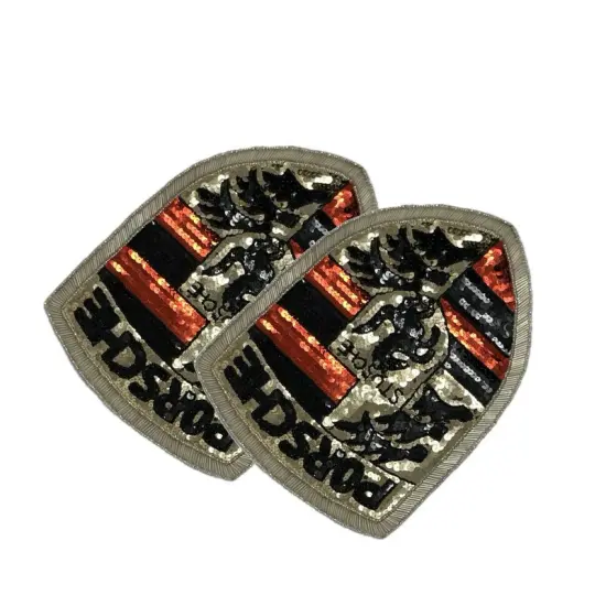 Porsche Sequin Patch 10" Embroidered Automotive Applique {3}