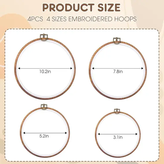 4 Pcs Round Embroidery Hoops Set-Decorative Cross Stitch Hoop Ring (4 Different Size) {2}