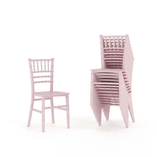 Emma and Oliver 10 Pack Child&rsquo;s All Occasion Resin Chiavari Chair for Home or Home Based Rental Business Pink {2}
