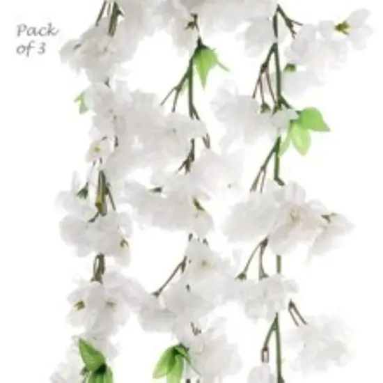 4.5-Foot White Cherry Blossom Garland - Set of 12 Lifelike Silk Flowers & Foliage, Ideal Spring Garlands for Party, Event, Home & Office Decor - Floral Home by Artificial Flowers {4}