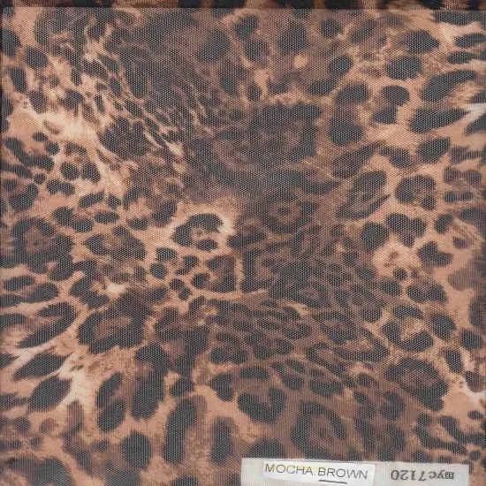 1 Yard Polyester Spandex Mesh Fabric Animal Print Soft Stretch Lightweight 54" Width MOCHA/BROWN {4}