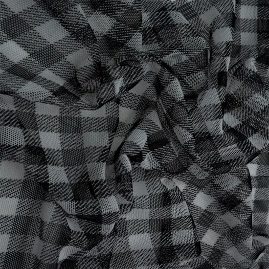 1 Yard Plaid Gingham Mesh Fabric Lightweight Stretch 54 Inches Wide CLAY/IVORY {3}