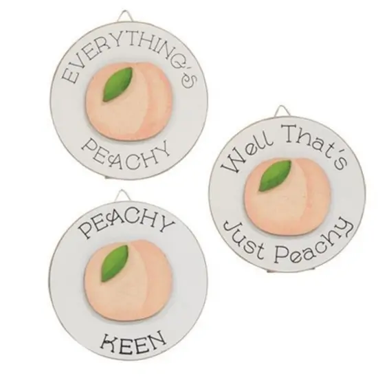 Mini Wooden Easel Sign 4" Round Desk Decor with Positive Quotes and Cut-Out Peach Asstd. 3 {1}