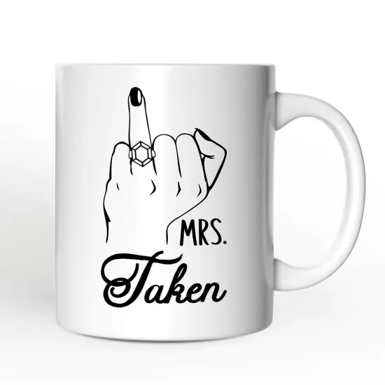 Wedding Ring Finger Mrs Mug Announcement, Married Engaged Gift For Women {4}