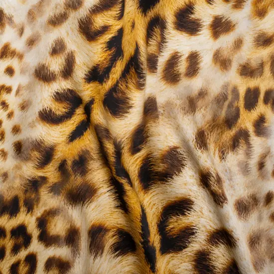 1 Yard Silk Charmeuse Print Beige & Black Leopard Fur 16MM Italian 53 Inches Wide {1}