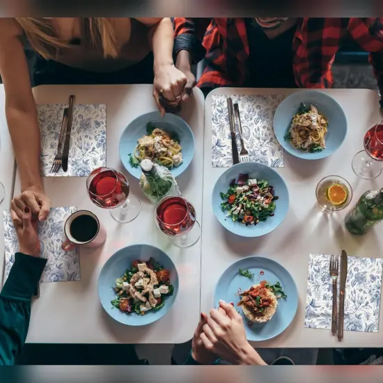 24 Pcs Cloth Napkins Plants Butterfly Soft Reusable Napkin Country French Cotton Dinner Towel Decorative Washable Towels for Spring Summer Fall Party(Blue White Flower,24 Pcs) {5}