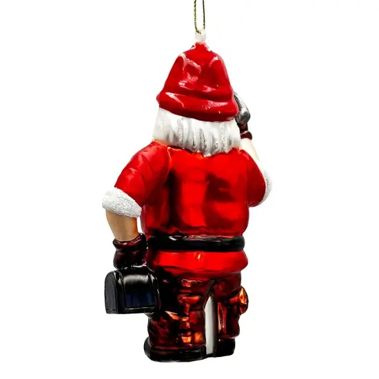 Handyman Santa Glass Ornament, Skilled Builder, Tradesman and Repairman Gift {5}