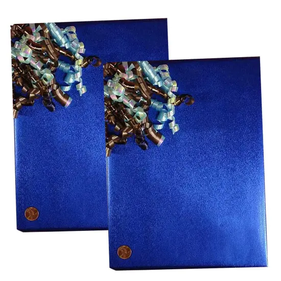 Royal Blue Embossed Metallic Wrapping Paper Pattern 24" x 417" Roll {4}