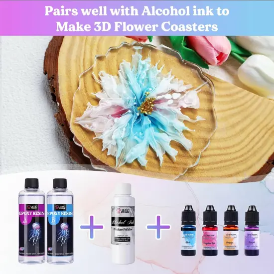 LET'S RESIN White Alcohol Ink for Epoxy Resin, Upgraded White Alcohol Ink 3.5oz/100ml, Alcohol-Based Resin Ink, White Resin Pigment for Resin Petri, Tumblers, Painting, Resin Art {4}