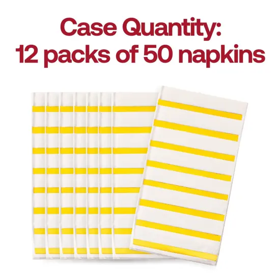 Durable White with Gold Stripes Paper Dinner Napkins (600 Napkins) {5}