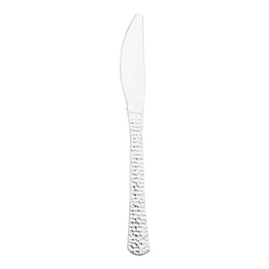 Shiny Metallic Silver Hammered Plastic Knives (1000 Knives) {1}
