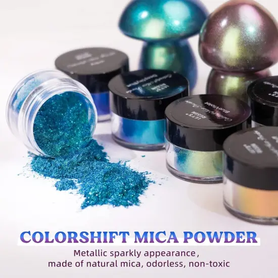 LET'S RESIN Mica Powder, 18 Jar Chameleon Mica Powder, Color Shift Mica Powder for Epoxy Resin/Tumbler, Chrome Powder Pigment for Nails Art, Painting,Soap Making, Candle Making,Slime {6}